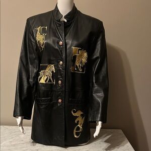 Vintage Black Leather Coat